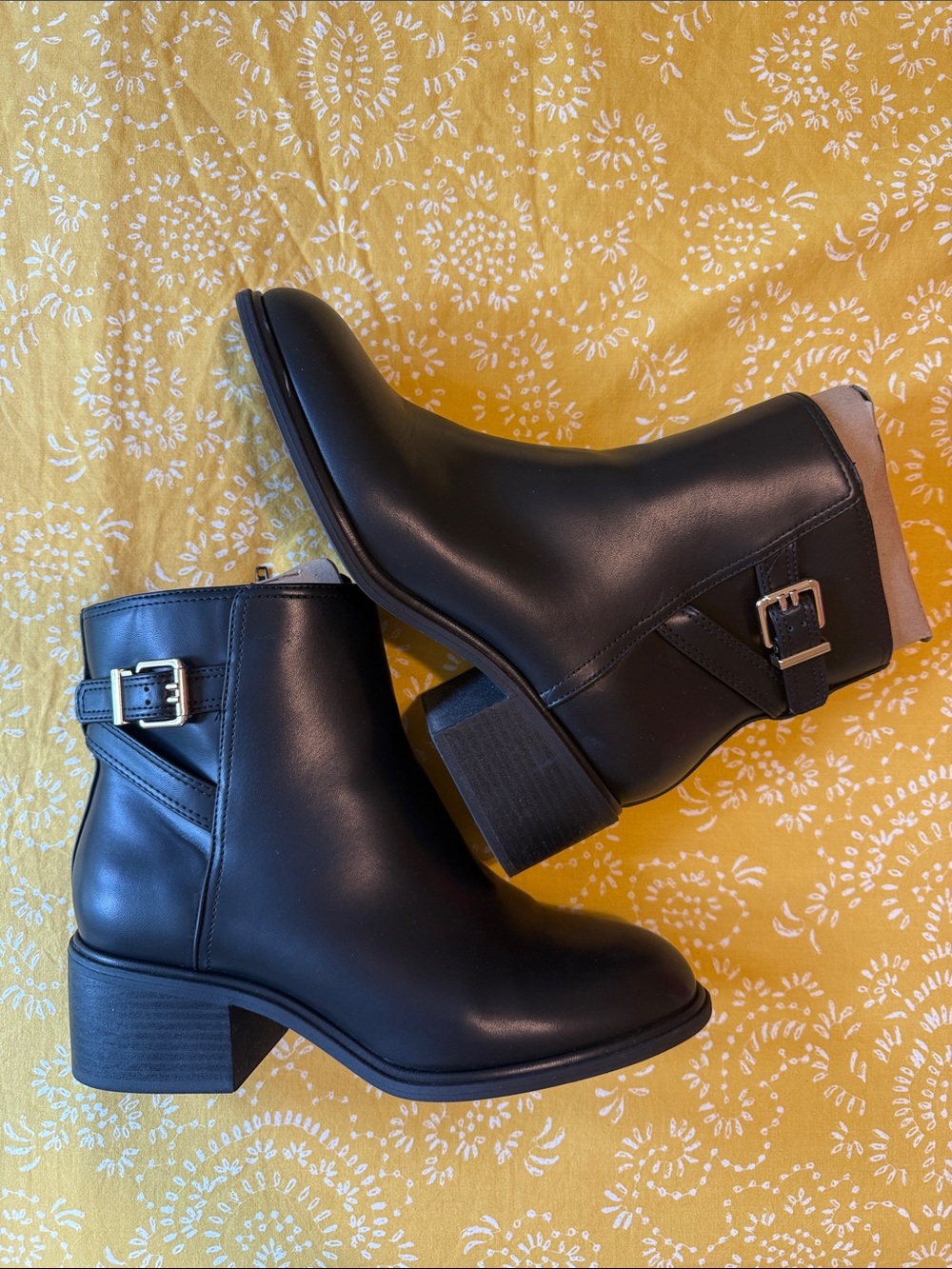 Kelly & Katie Black Buckle Ankle Booties